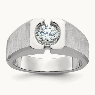 Polished & Satin Men's Ring, 1.00 ct tw Lab-Grown Diamond