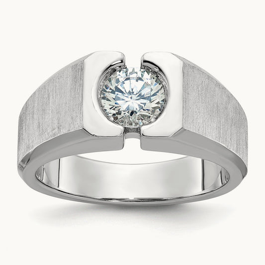 Polished & Satin Men's Ring, 1.00 ct tw Lab-Grown Diamond