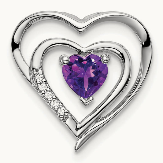Amethyst and Diamond Heart Pendant — photo set