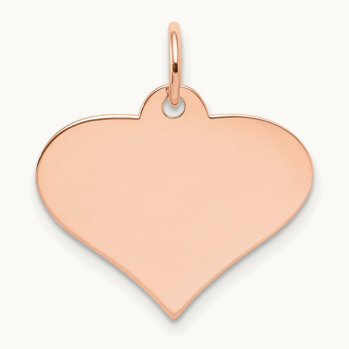 Plain .018 Gauge Engraveable Heart Disc Charm — 14K Rose Gold, 21mm