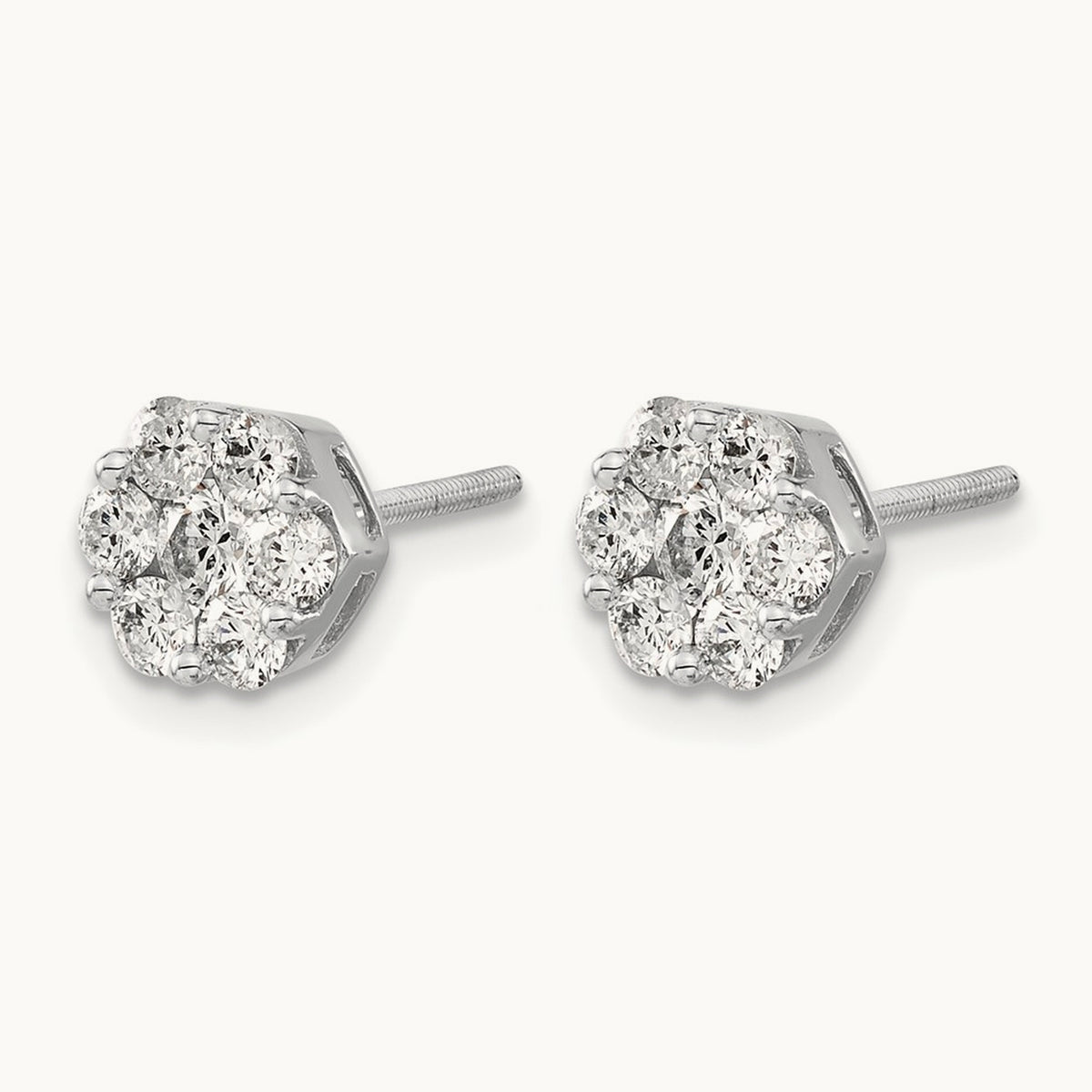 Screwback Cluster Earrings, 1.00 ct tw Lab-Grown Diamond