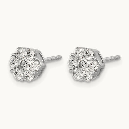 Screwback Cluster Earrings, 1.00 ct tw Lab-Grown Diamond