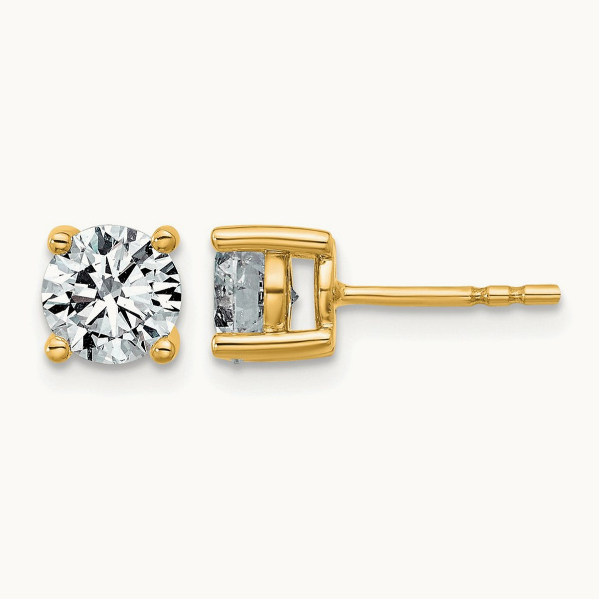 Round Lightweight Earrings, 0.25-6.00 ct tw Lab-Grown Diamond — 1 1/2 ct, 14K Yellow Gold