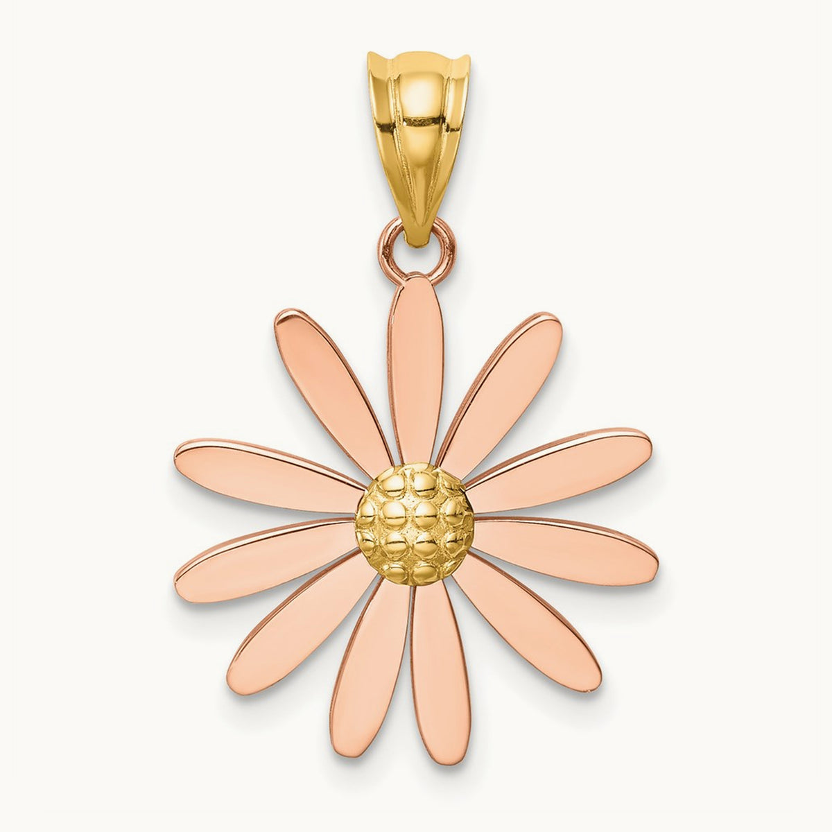 Daisy Pendant, 14K Two-tone Rose with Yellow Gold