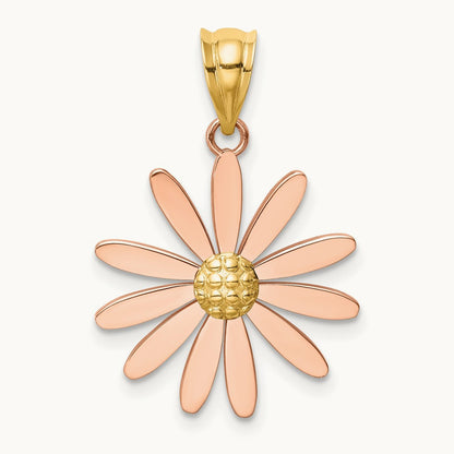 Daisy Pendant, 14K Two-tone Rose with Yellow Gold