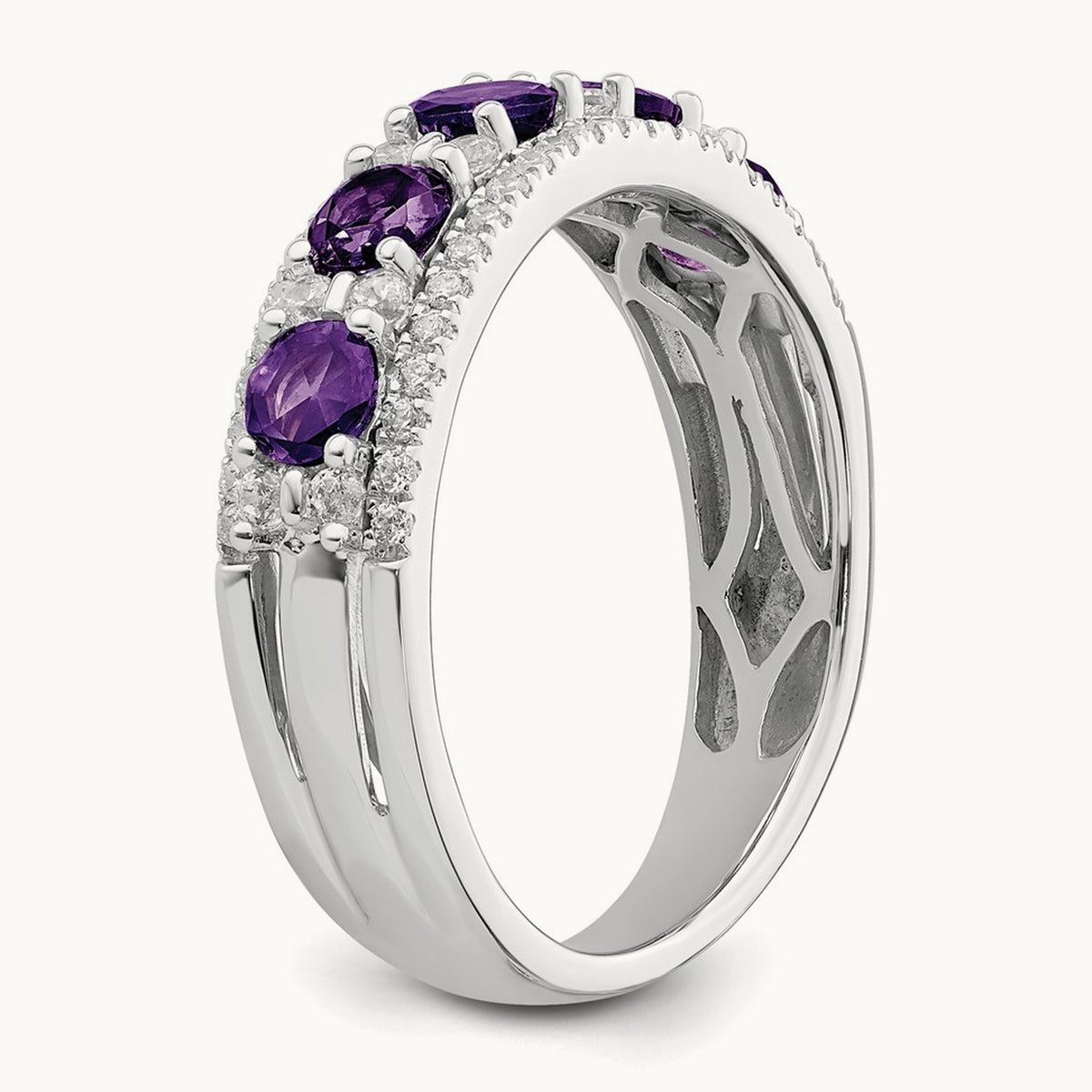 Polished Amethyst and Diamond Ring — photo set