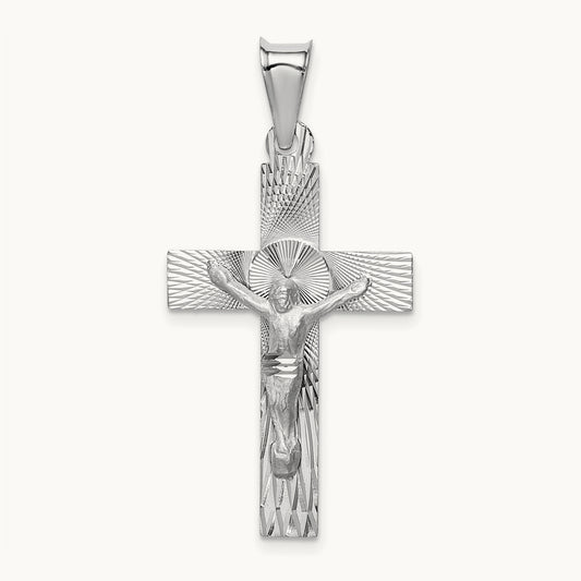 Crucifix Pendant, 14K White Gold