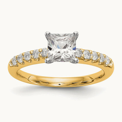 Semi-Mount Peg Engagement Ring, 0.25 ct tw Lab-Grown Diamond — 14K Yellow Gold