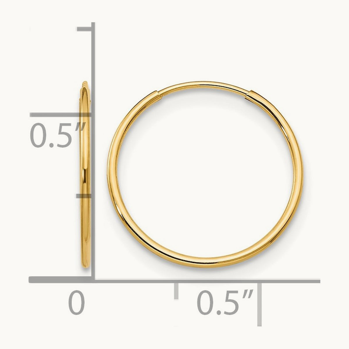 Endless Hoop Earrings — 14K Yellow Gold, 1mm