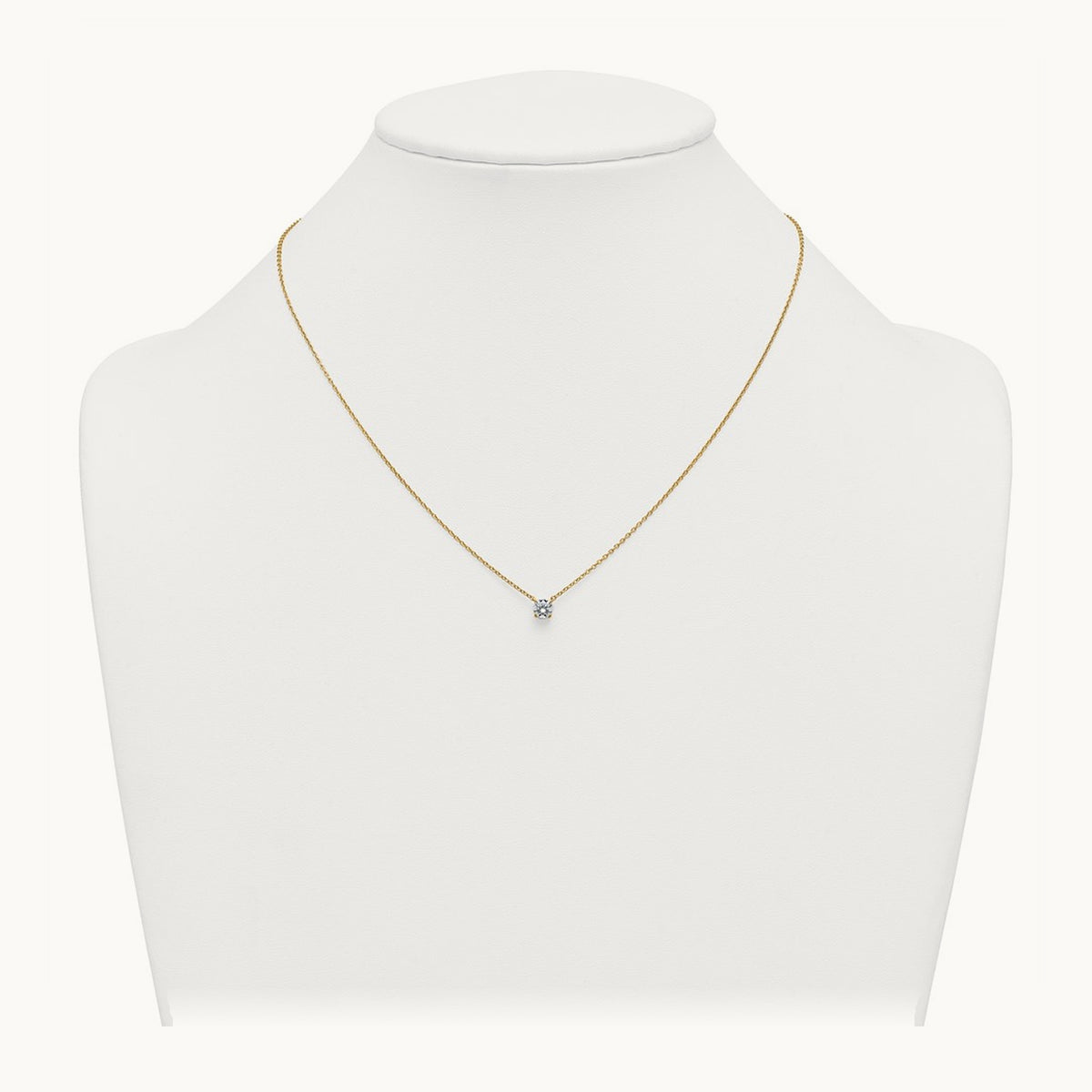 Four-Prong Solitaire Necklace, 0.50-4.00 ct tw Lab-Grown Diamond — 14K Yellow Gold