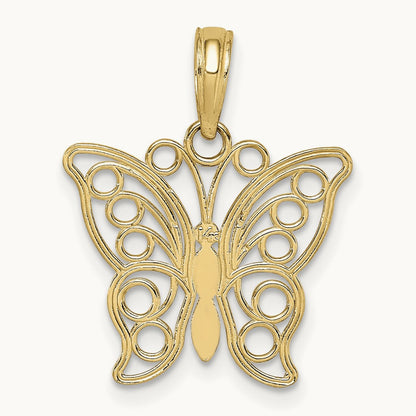 Cut-out Butterfly Large Pendant — 14K Yellow Gold