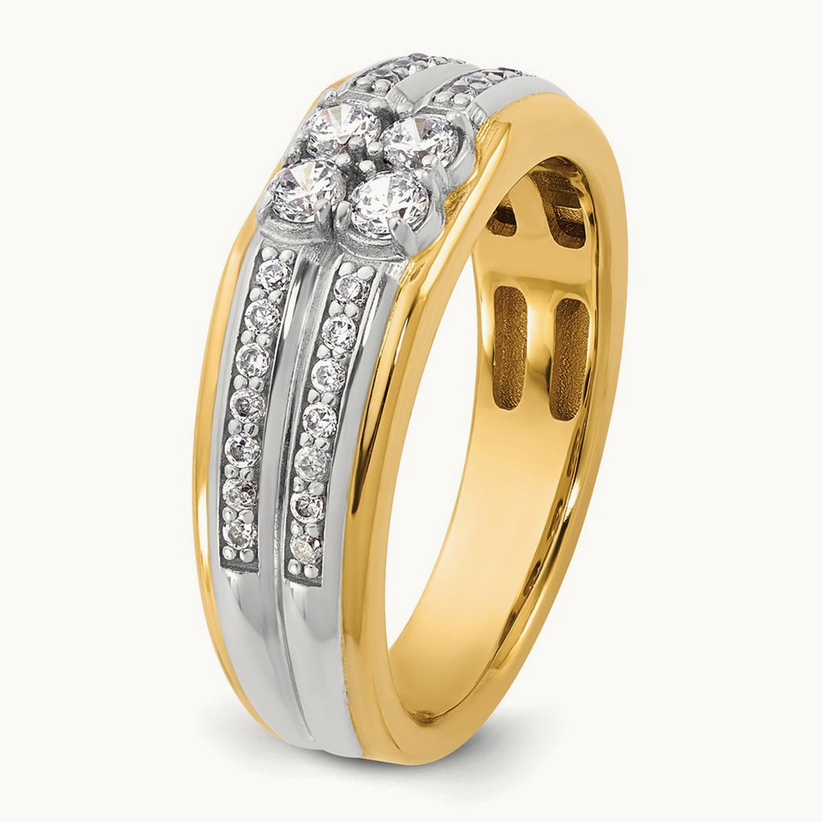 14ktt IB Goodman Mens Polished 4-Stone Diamond Ring Mounting