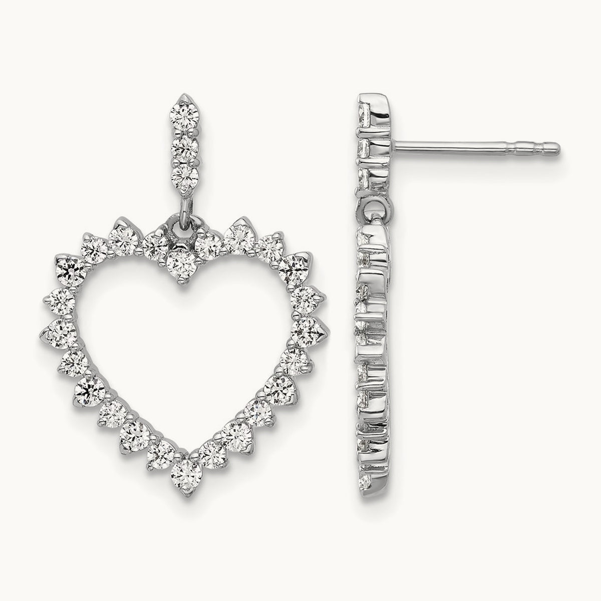 Dangle Heart Post Earrings, 1.00 ct tw Lab-Grown Diamond