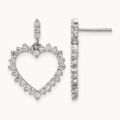 Dangle Heart Post Earrings, 1.00 ct tw Lab-Grown Diamond