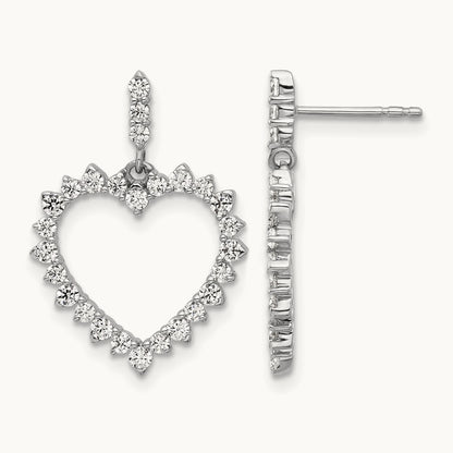 Dangle Heart Post Earrings, 1.00 ct tw Lab-Grown Diamond