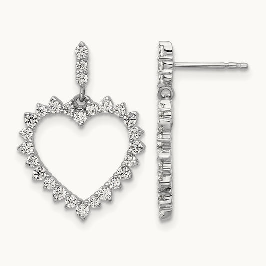 Dangle Heart Post Earrings, 1.00 ct tw Lab-Grown Diamond