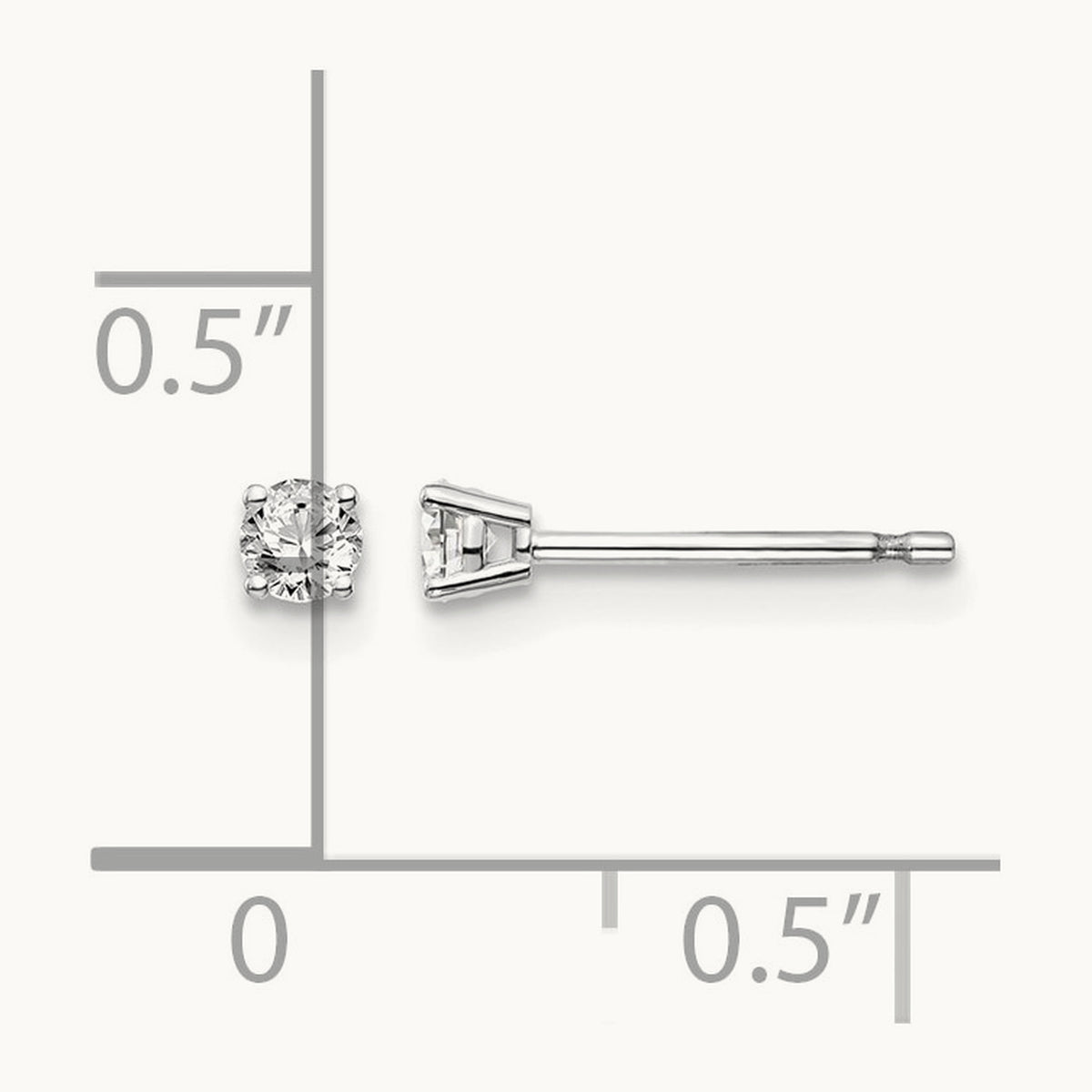 Round Diamond Stud Earrings — 14K White Gold, 0.16 ct tw, I1 J-K · push back