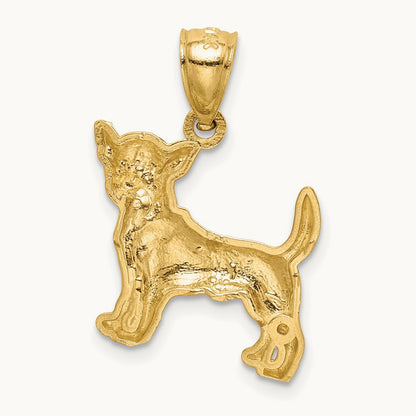Diamond-cut Chihuahua Pendant, 14K