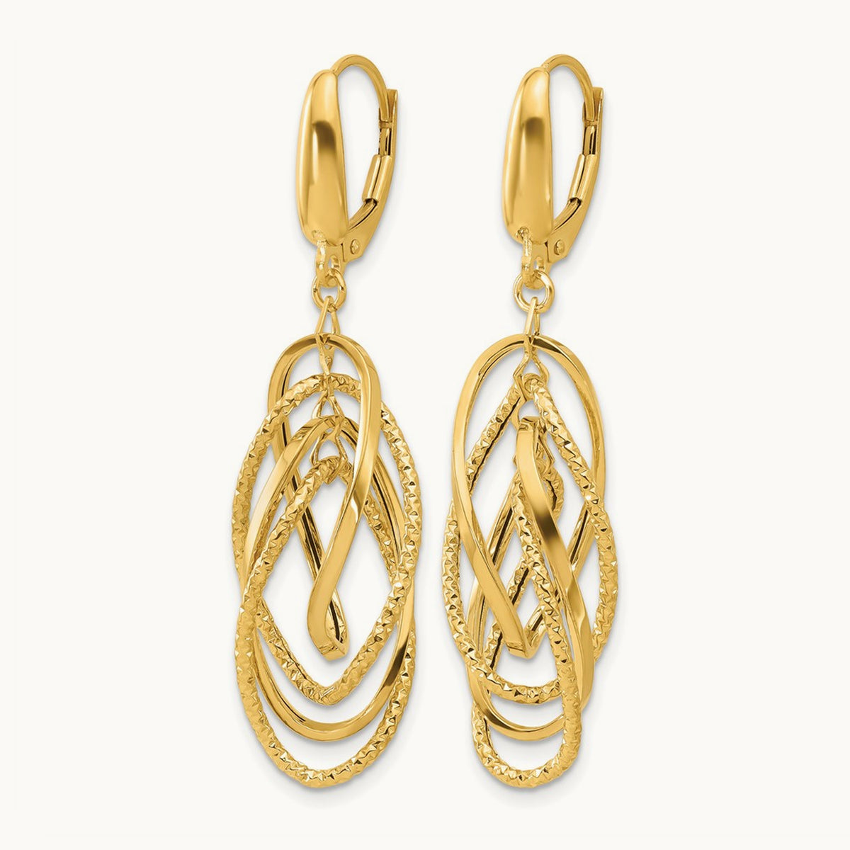 Polished and Textured Ovals Dangle Earrings, 14K — Leslie's