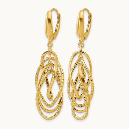 Polished and Textured Ovals Dangle Earrings, 14K — Leslie's