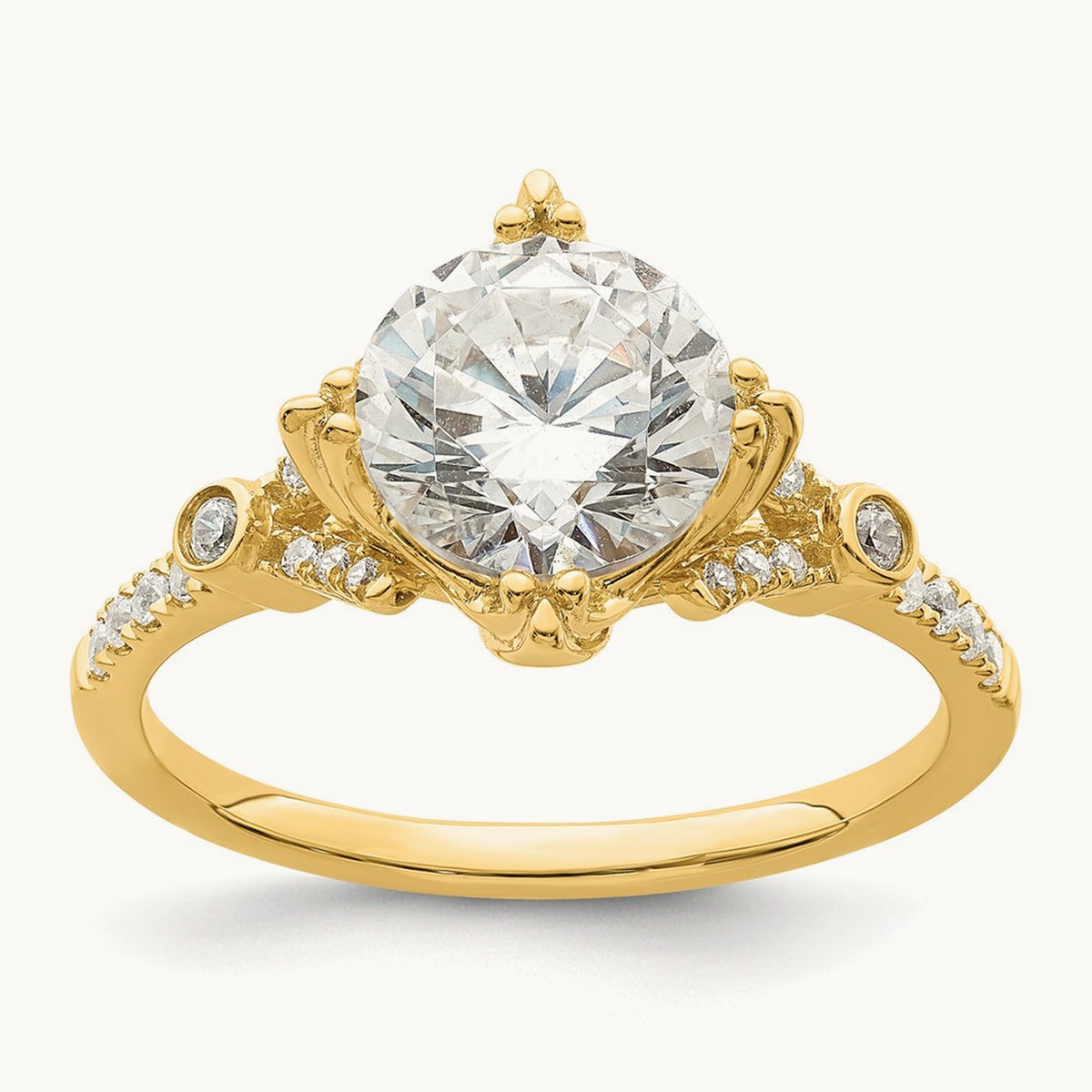Gold Round Semi-Mount Engagement Ring — 2 ct, 7