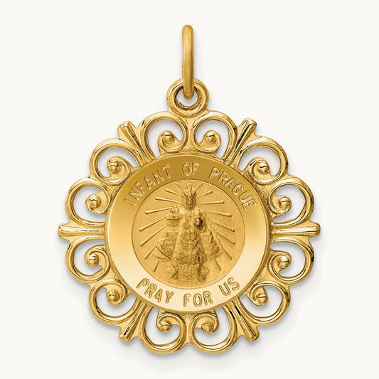 Infant of Prague Medal Charm, 14K