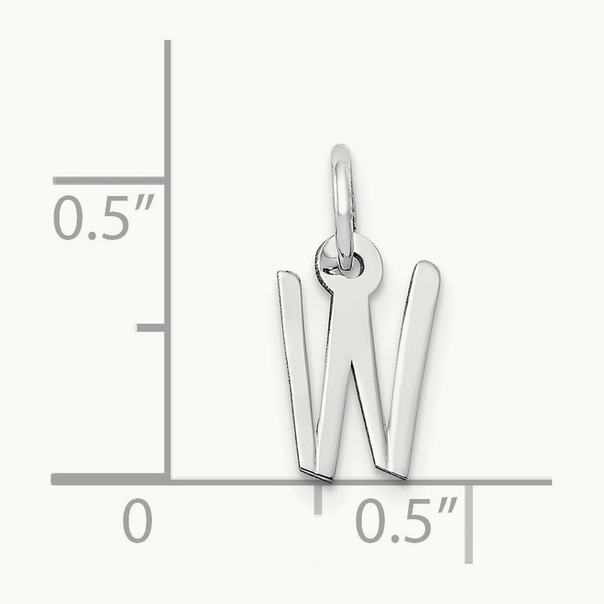 Small Slanted Block Initial Charm — 14K White Gold, W
