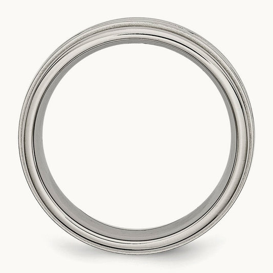 Polished/Brushed Criss-cross Design Ridged Edge Band — photo set