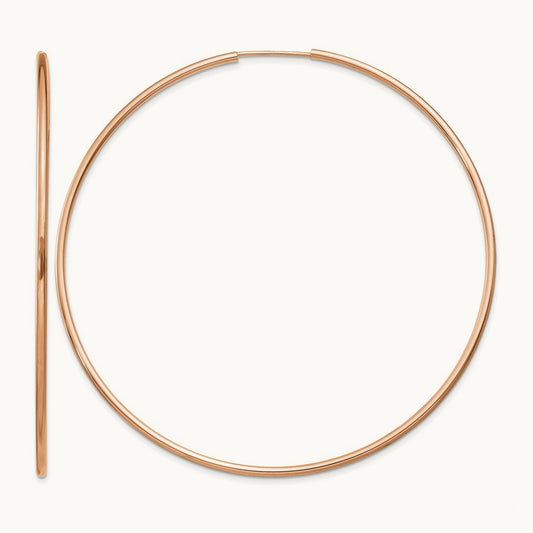Polished Endless Tube Hoop Earrings, 1.50mm, 14K Rose Gold