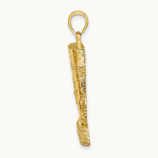 2-D Polished / Textured Nefertiti Profile Charm, 14K