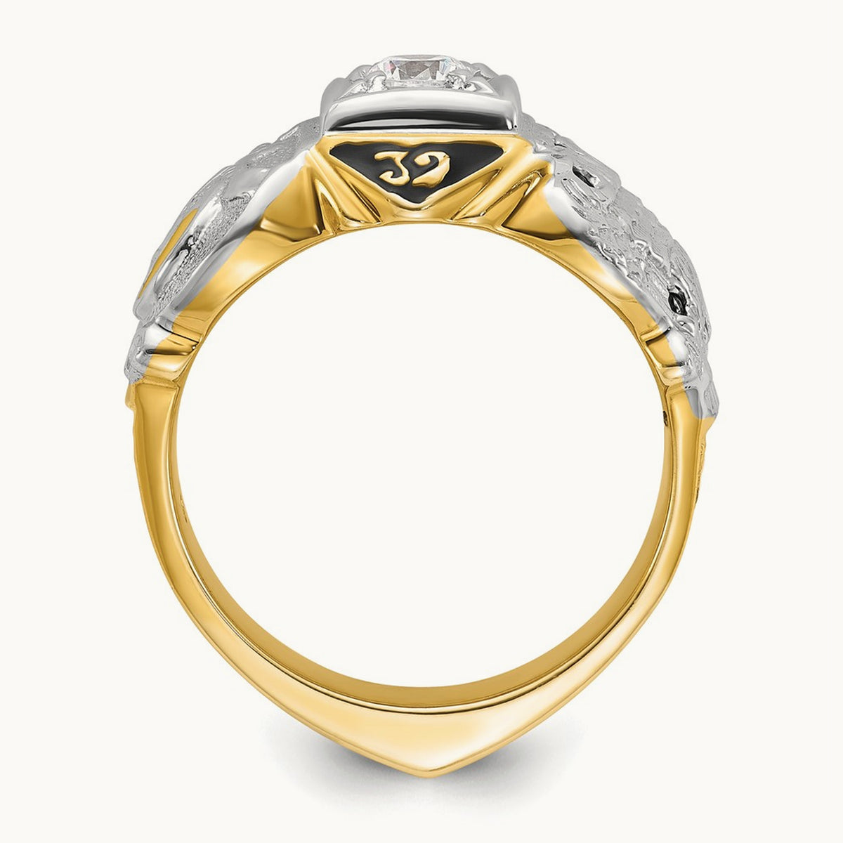 14ktt IBGoodman Men's Enamel & Diamond Eagle Masonic Shriner's Ring