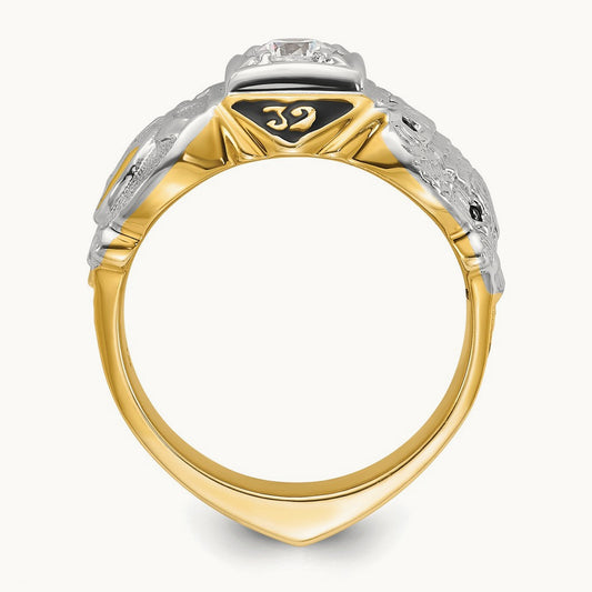14ktt IBGoodman Men's Enamel & Diamond Eagle Masonic Shriner's Ring