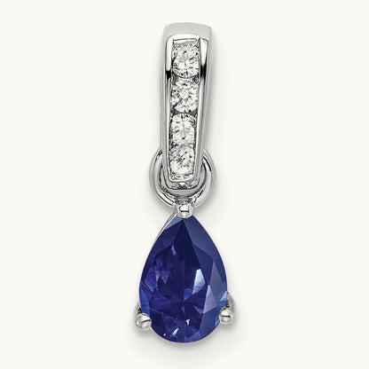 Created Blue Sapphire Pendant, 0.05 ct tw Lab-Grown Diamond