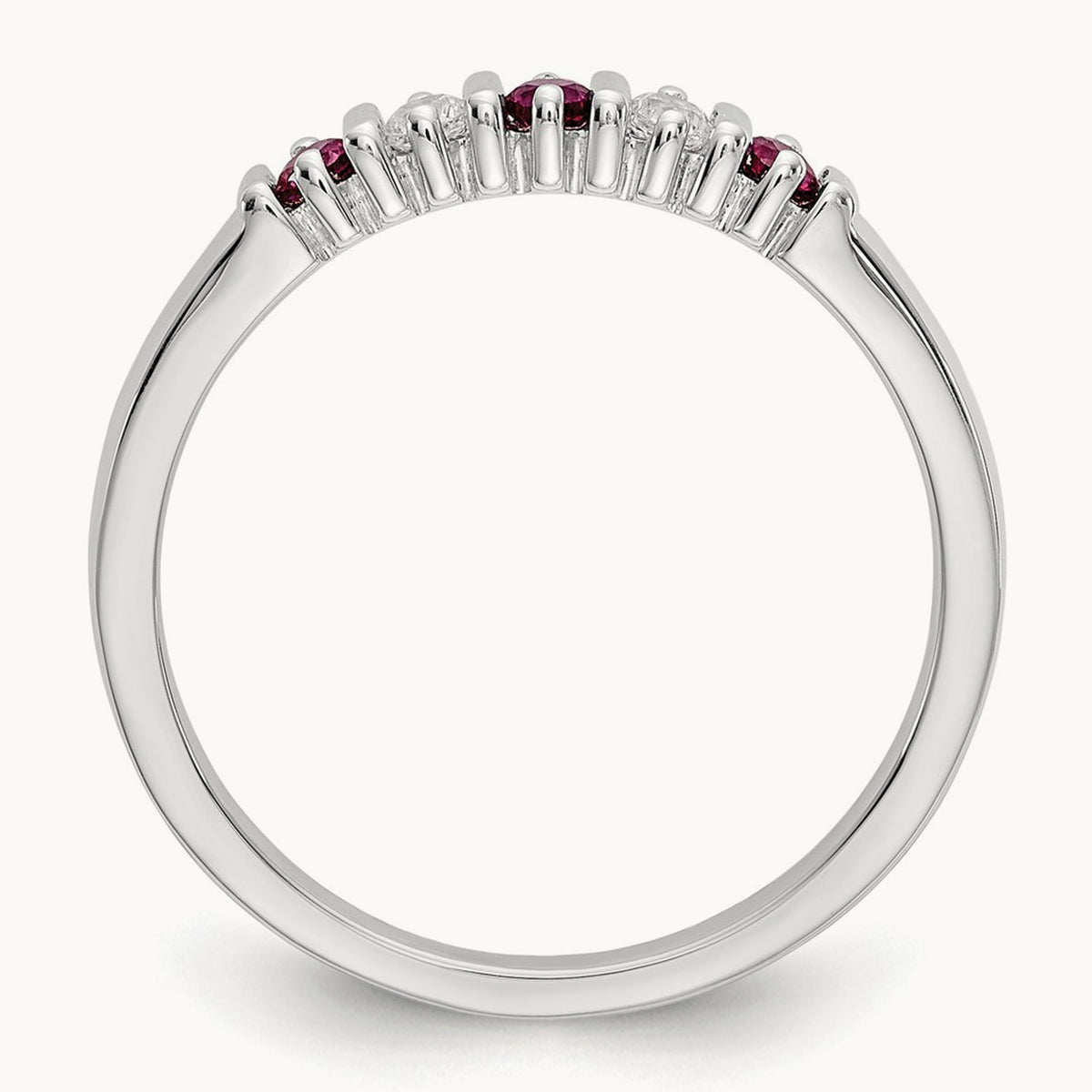 Diamond with Ruby Band — 14K White Gold, 0.08 ct, 7