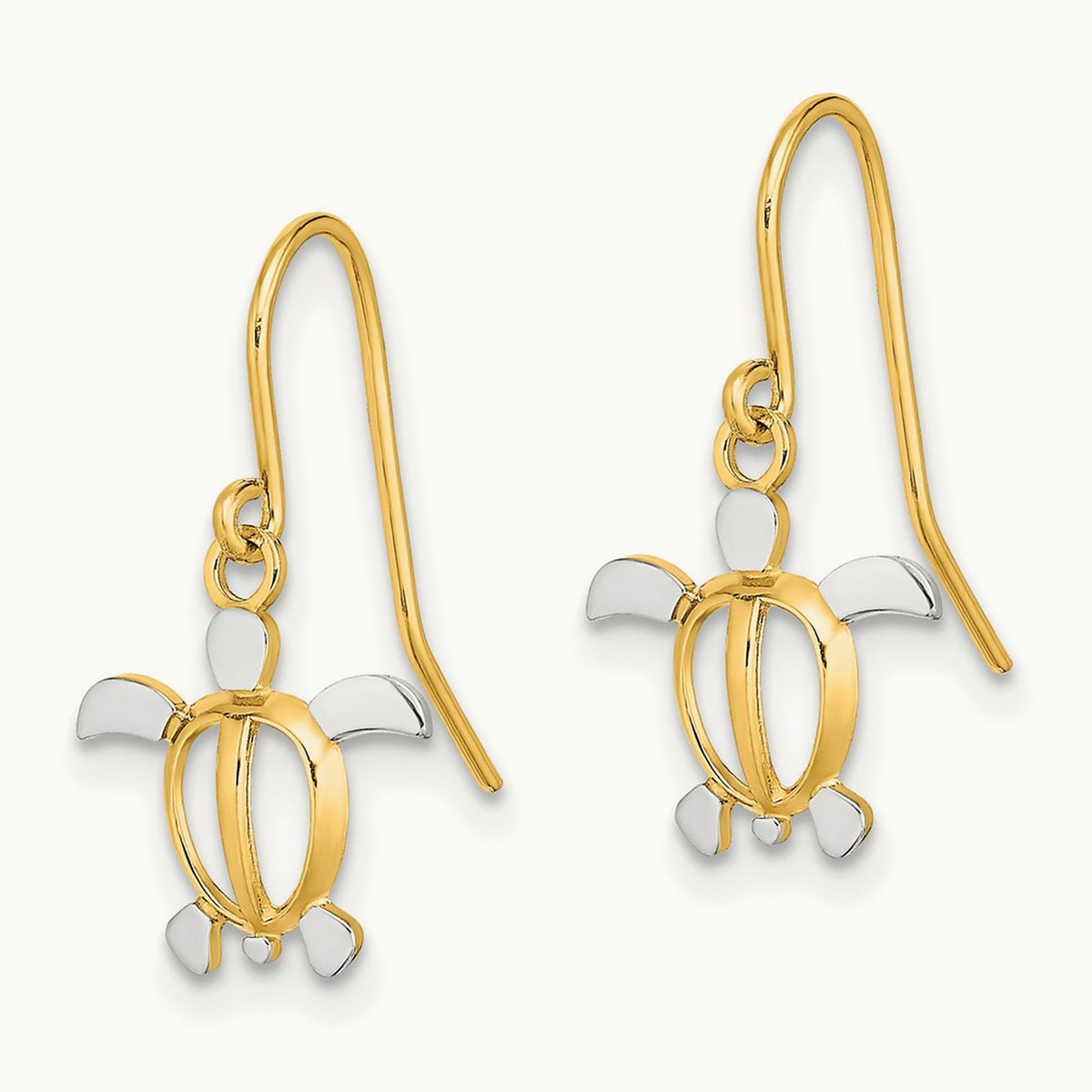 Sea Turtle Dangle Earrings with rhodium — 20mm