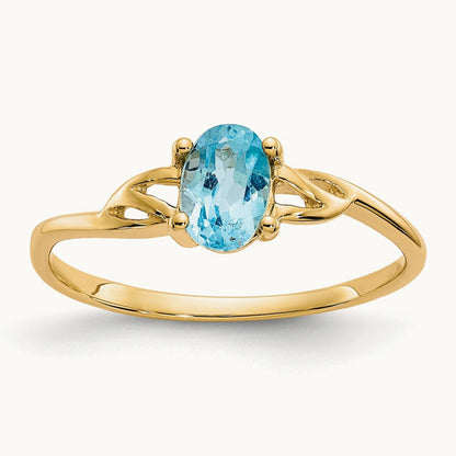 Blue Topaz Birthstone Ring, 14K