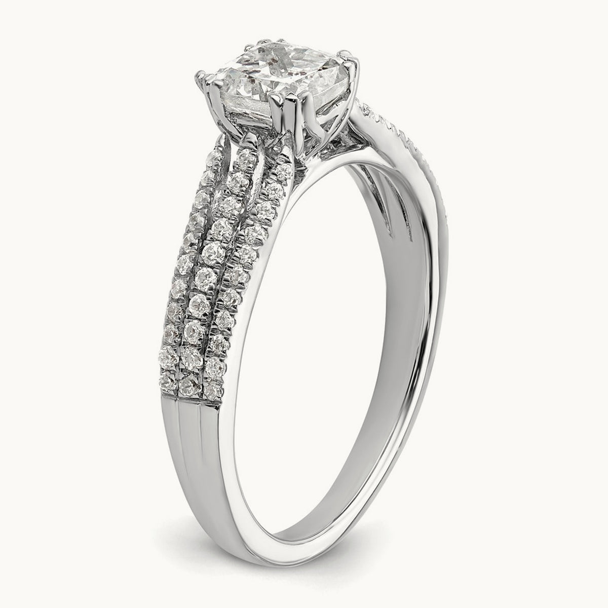 3-Row Cushion Semi-Mount Engagement Ring — 3/4 ct, 7