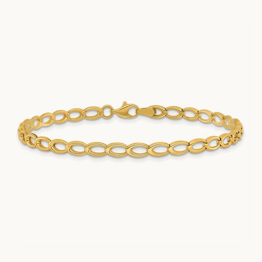 Polished Open Link Bracelet — 14K Yellow Gold