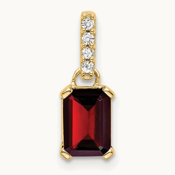 Garnet and Diamond Pendant — 14K Yellow Gold