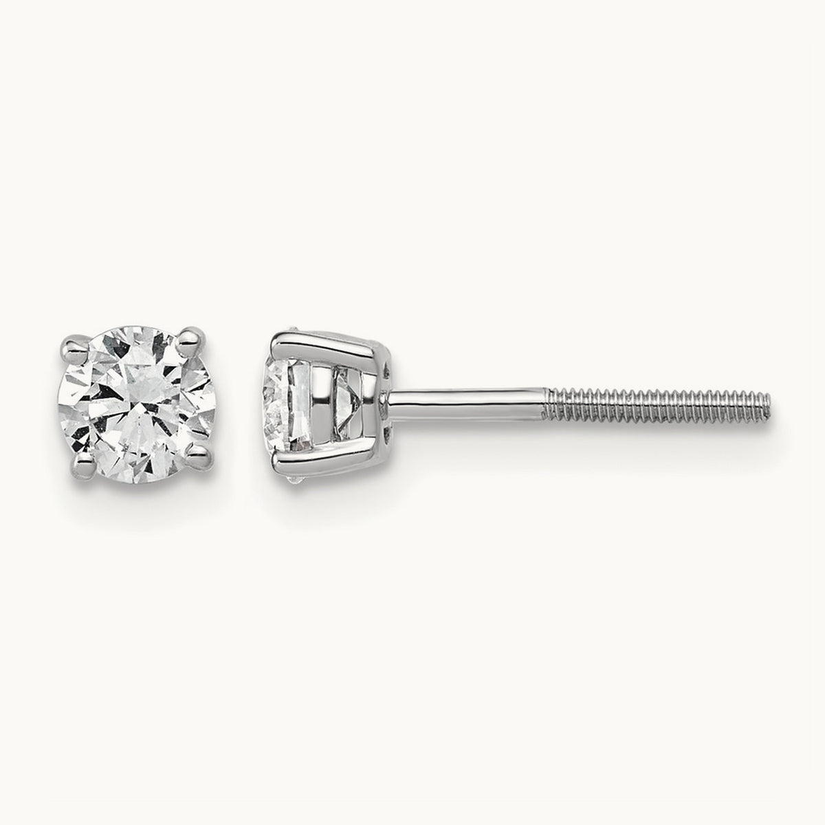 Lightweight Screwback Earrings, 0.25-4.00 ct tw Lab-Grown Diamond — 3/4 ct, 14K White Gold