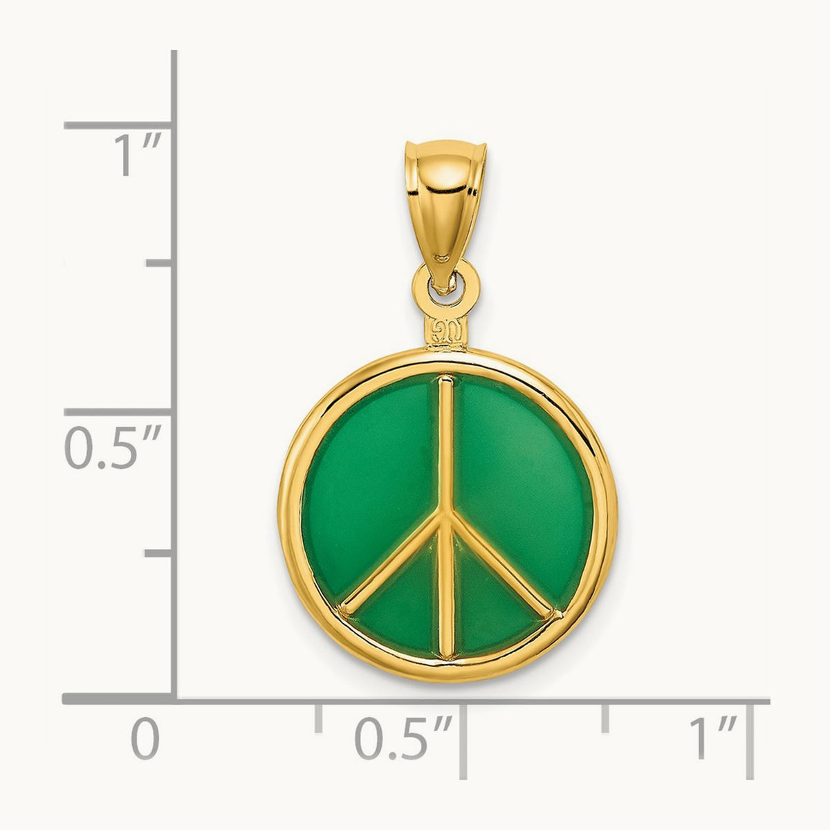 3-D Green Enameled Peace Symbol Charm, 14K