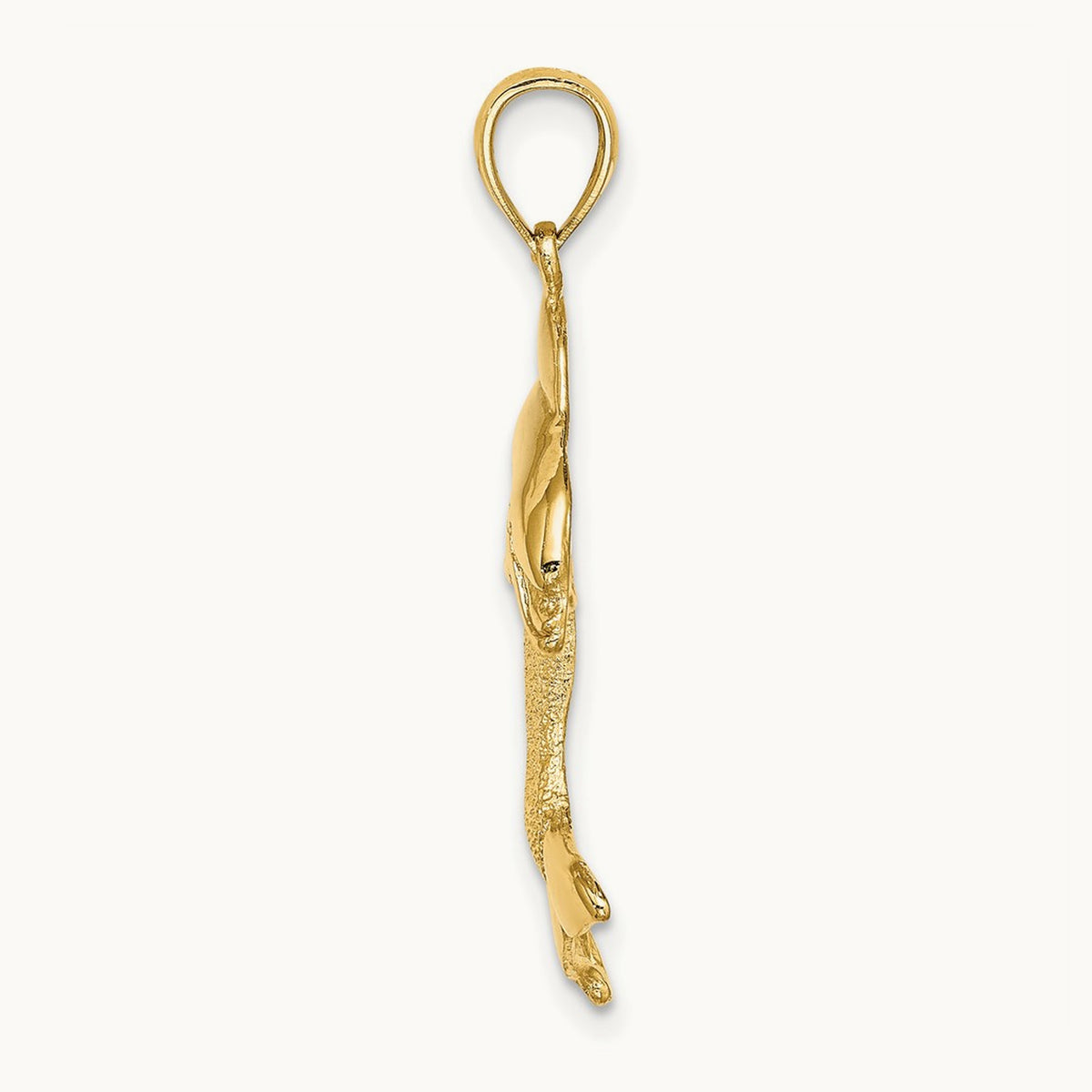 2-D Polished Dolphin Jumping Charm, 14K