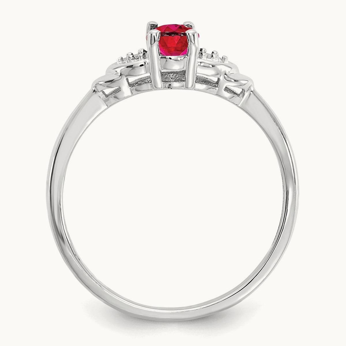 Ruby and Diamond Ring — 14K White Gold, 7