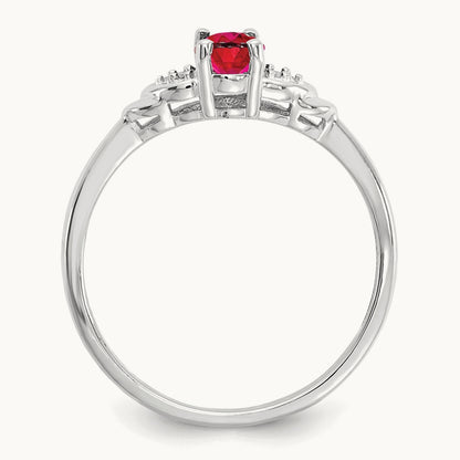 Ruby and Diamond Ring — 14K White Gold, 7
