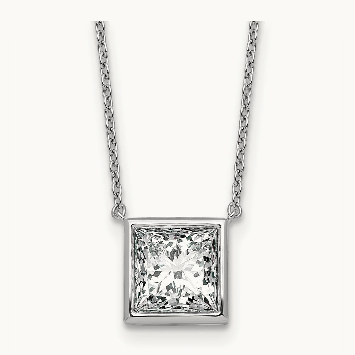 Princess Bezel Set Pendant, 1.00-4.00 ct tw Lab-Grown Diamond — 3 ct, 14K White Gold