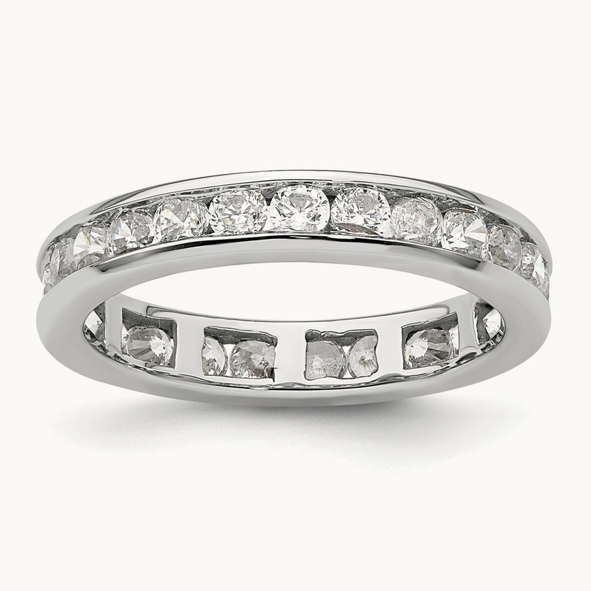 Polished Channel Set Diamond Eternity Band, 1.00 ct tw — 14K White Gold