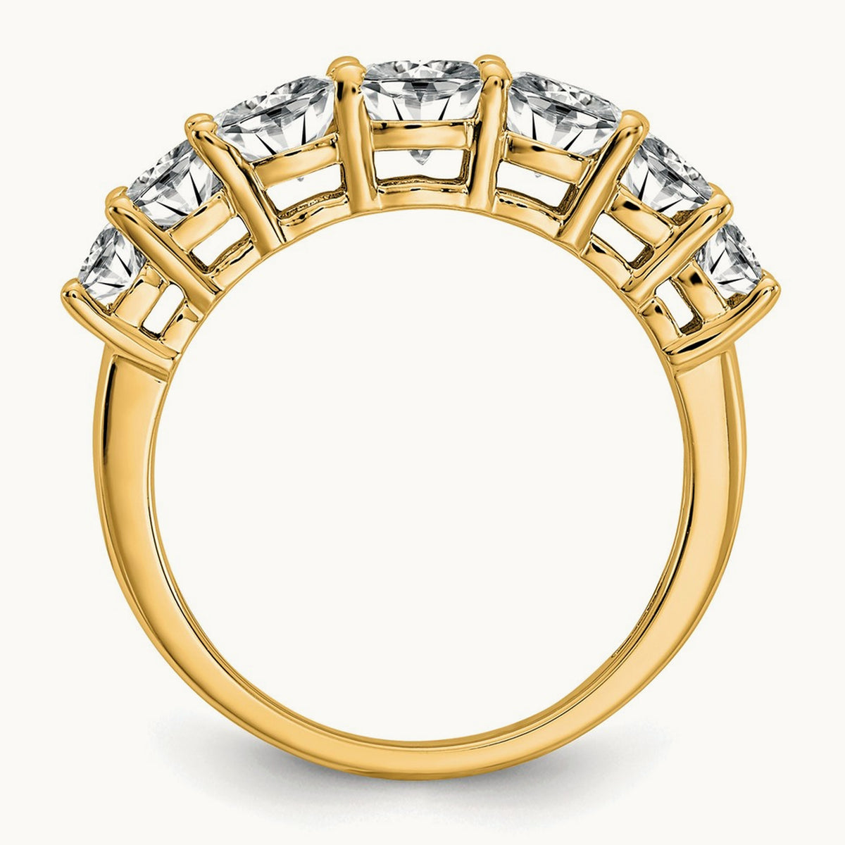 Cushion 7 Stone Band, 1.50-3.25 ct tw Lab-Grown Diamond — 1 5/8 ct, 14K Yellow Gold