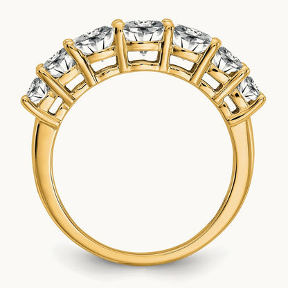 Cushion 7 Stone Band, 1.50-3.25 ct tw Lab-Grown Diamond — 1 5/8 ct, 14K Yellow Gold
