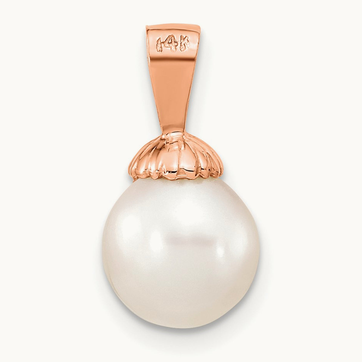 8- Round Freshwater Cultured Pearl Pendant — 14K Rose Gold