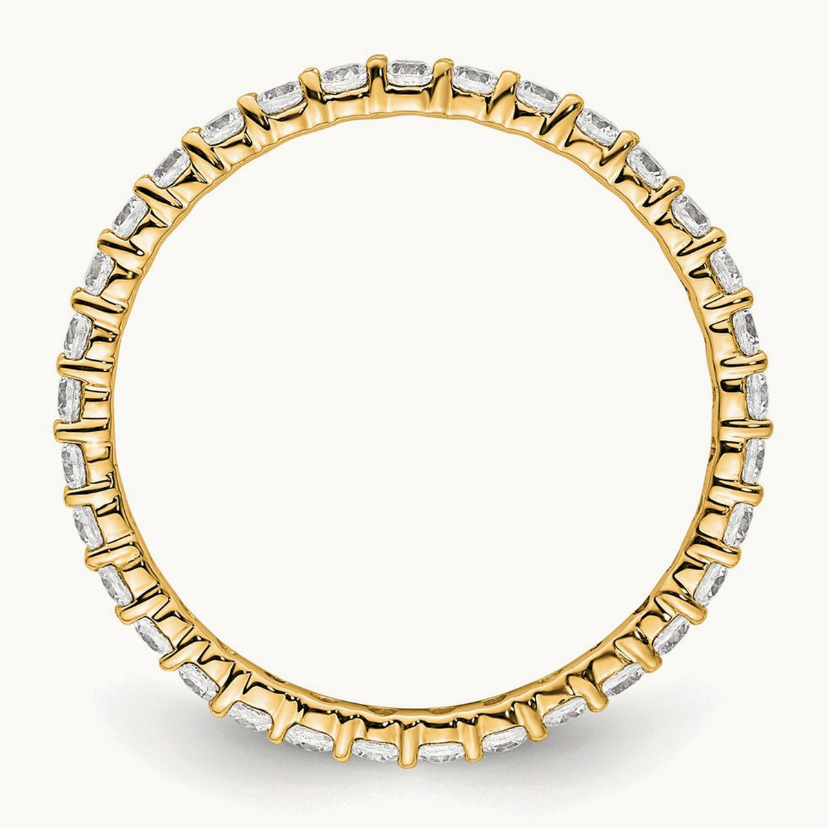 Polished Shared Prong Diamond Eternity Band — 14K Yellow Gold, 1 ct, 9